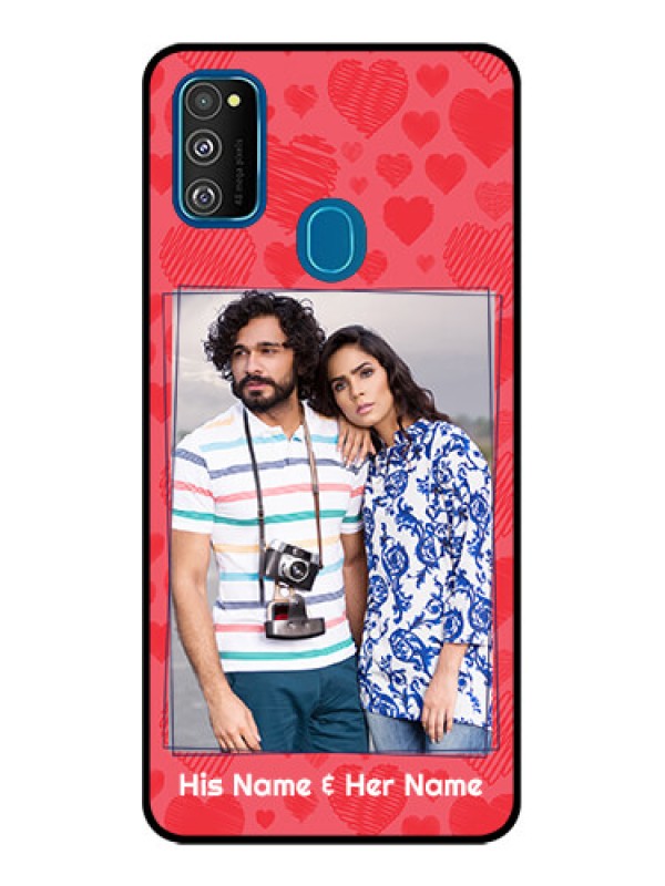 Custom Galaxy M21 2021 Custom Metal Phone Case - With Red Heart Symbols Design