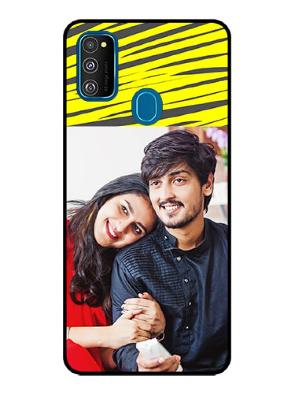 Custom Galaxy M21 2021 Custom Metal Phone Case - Yellow Abstract Design