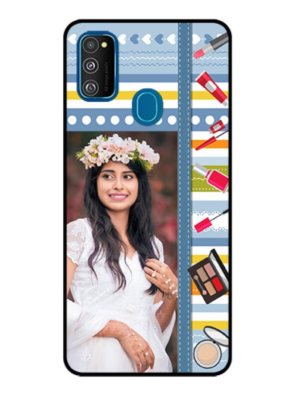 Custom Galaxy M21 2021 Custom Metal Phone Case - Makeup Icons Design