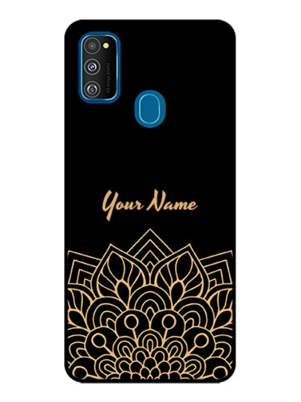 Custom Galaxy M21 2021 Custom Metal Phone Case - Golden Mandala Design