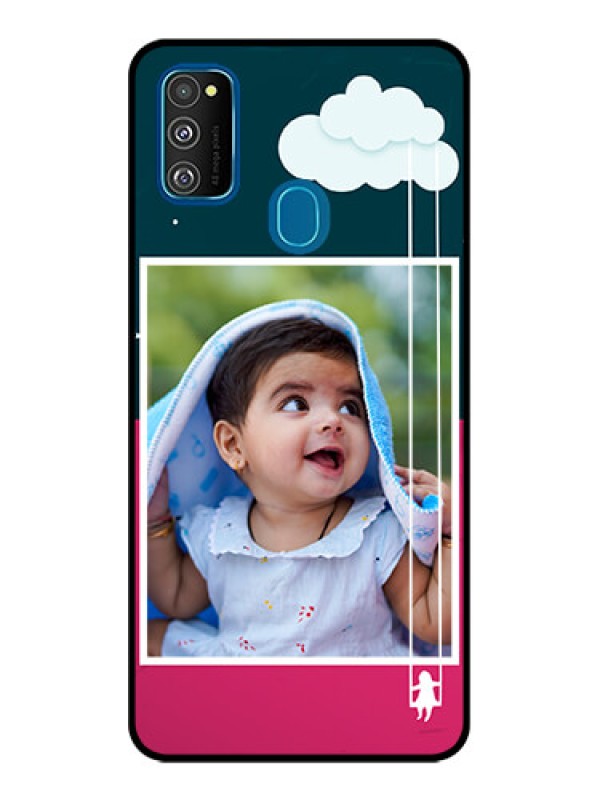 Custom Galaxy M21 Custom Metal Phone Case - Cute Girl With Cloud Design
