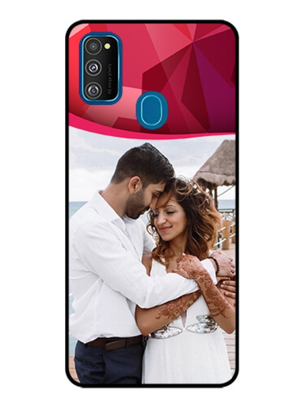 Custom Galaxy M21 Custom Metal Phone Case - Red Abstract Design