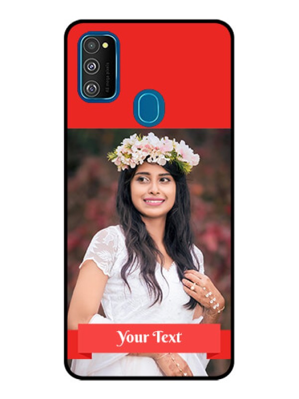 Custom Galaxy M21 Custom Metal Phone Case - Simple Red Color Design