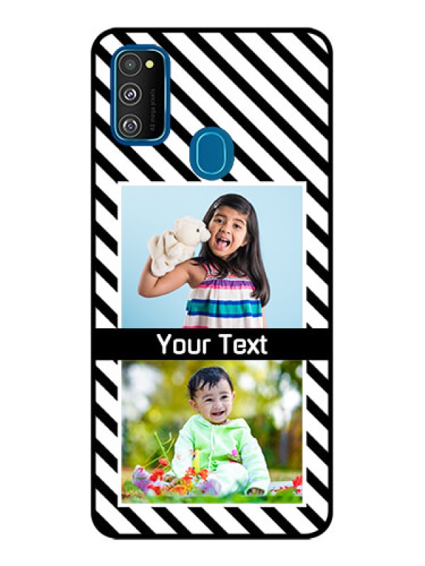 Custom Galaxy M21 Custom Metal Phone Case - Black And White Stripes Design