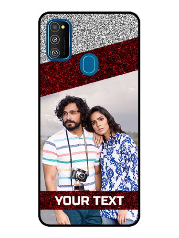 Custom Galaxy M21 Custom Metal Phone Case - Image Holder With Glitter Strip Design