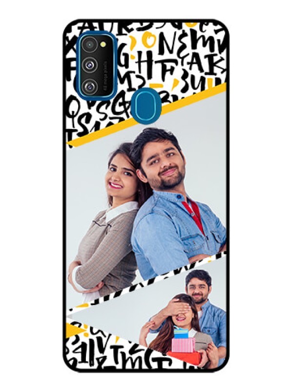 Custom Galaxy M21 Custom Metal Phone Case - Letters Pattern Design