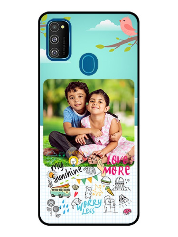 Custom Galaxy M21 Custom Metal Phone Case - Doodle Love Design