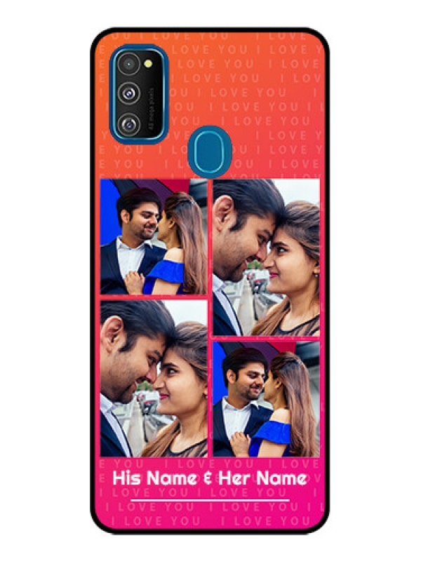 Custom Galaxy M21 Custom Metal Phone Case - I Love You Pink Design