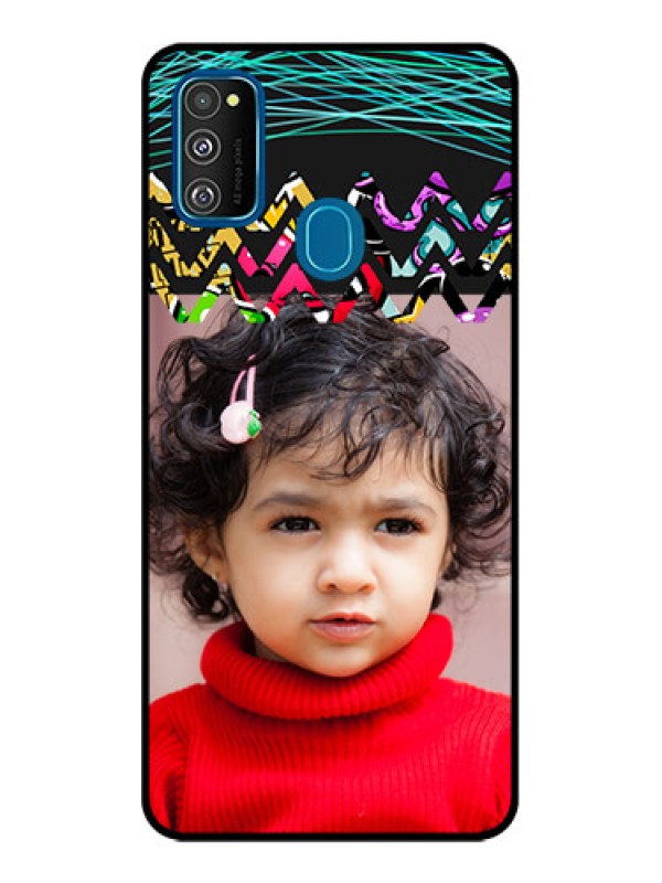 Custom Galaxy M21 Custom Metal Phone Case - Neon Abstract Design