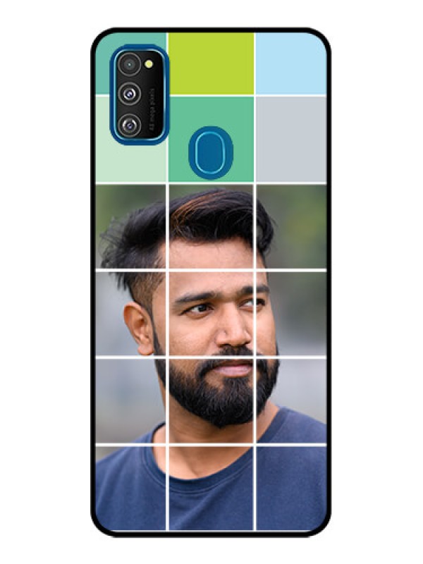 Custom Galaxy M21 Custom Metal Phone Case - With White Box Pattern