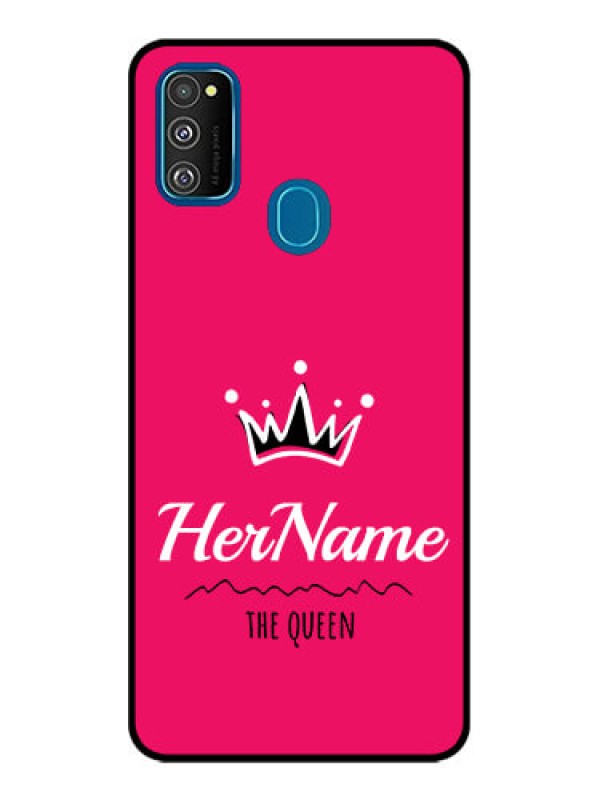 Custom Galaxy M21 Custom Metal Phone Case - Queen With Name Design