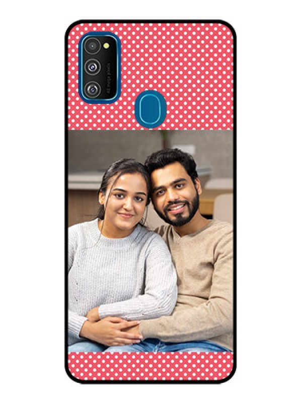 Custom Galaxy M30s Custom Metal Phone CaseWhite Dotted Design