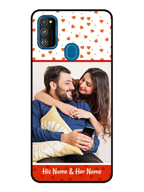 Custom Galaxy M30s Custom Metal Phone CaseOrange Love Symbol Design