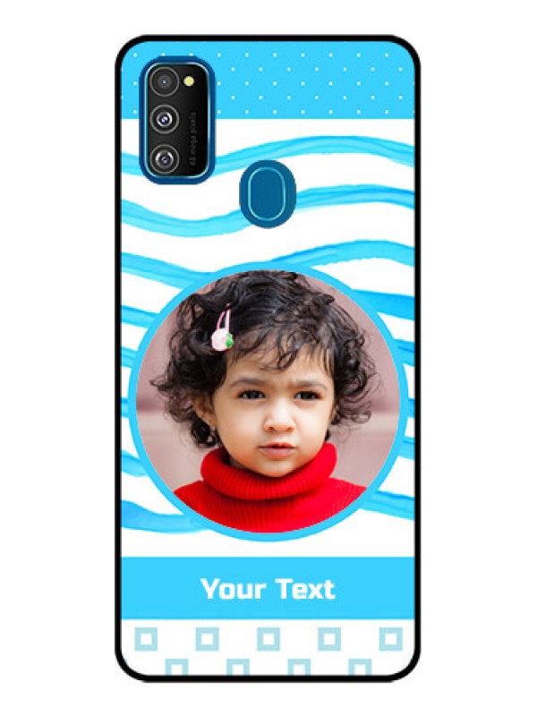 Custom Galaxy M30s Custom Metal Phone CaseSimple Blue Case Design