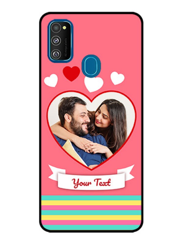Custom Galaxy M30s Custom Metal Phone CaseLove Shapes Doodle Design
