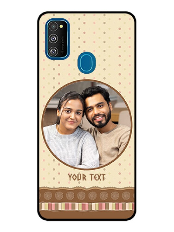 Custom Galaxy M30s Custom Metal Phone CaseBrown Dotted Mobile Case Design
