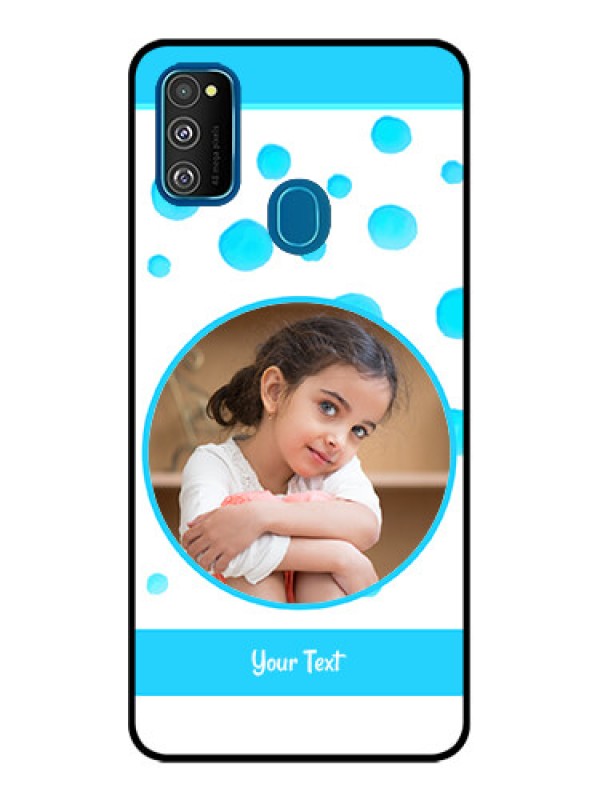 Custom Galaxy M30s Custom Metal Phone CaseBlue Bubbles Pattern Design