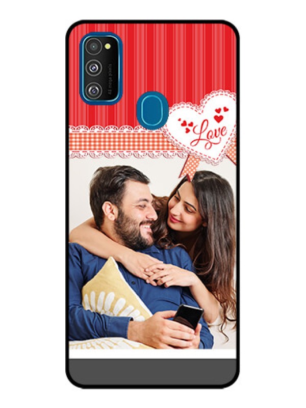 Custom Galaxy M30s Custom Metal Phone CaseRed Love Pattern Design