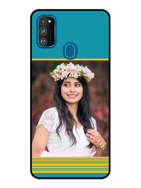 Custom Galaxy M30s Custom Metal Phone CaseYellow and Blue Design