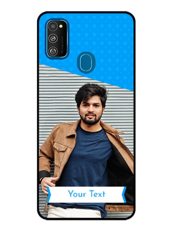 Custom Galaxy M30s Custom Metal Phone CaseSimple Blue Color Design