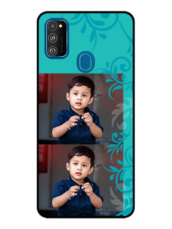 Custom Galaxy M30s Custom Metal Phone CaseWith Photo And Green Floral Design