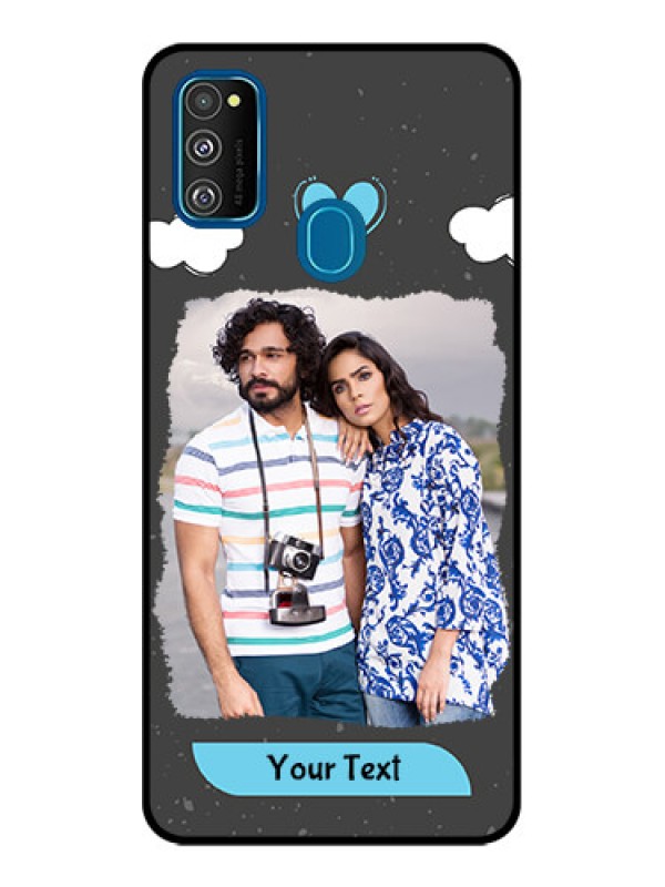 Custom Galaxy M30s Custom Metal Phone CaseSplashes With Love Doodles Design