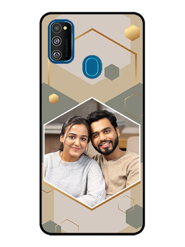 Custom Galaxy M30s Custom Metal Phone CaseStylish Hexagon Pattern Design