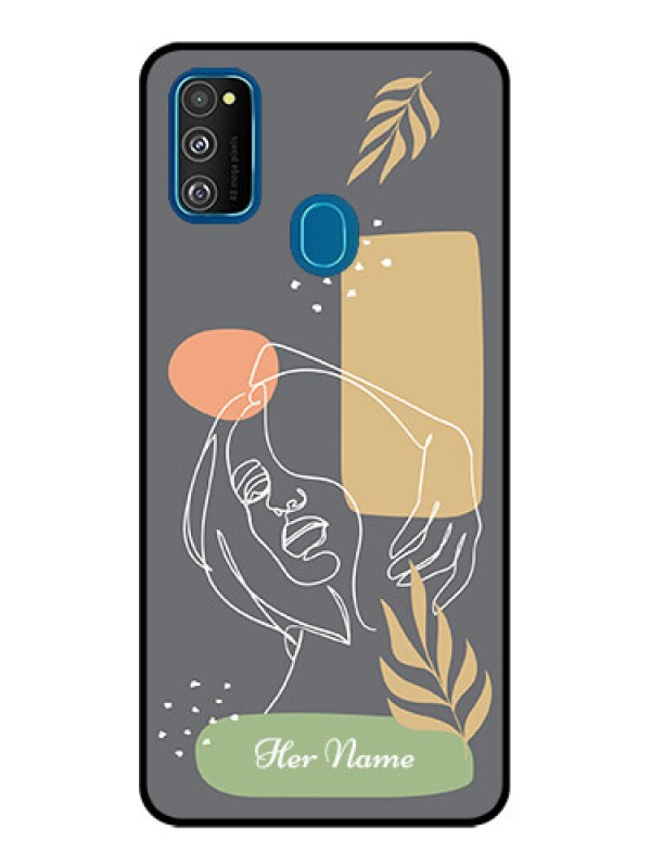 Custom Galaxy M30s Custom Metal Phone CaseGazing Woman Line Art Design