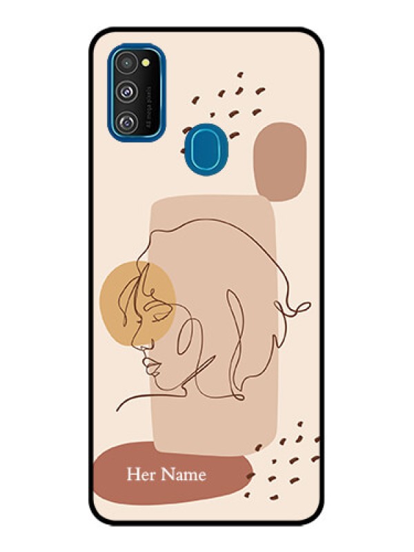 Custom Galaxy M30s Custom Metal Phone CaseCalm Woman Line Art Design