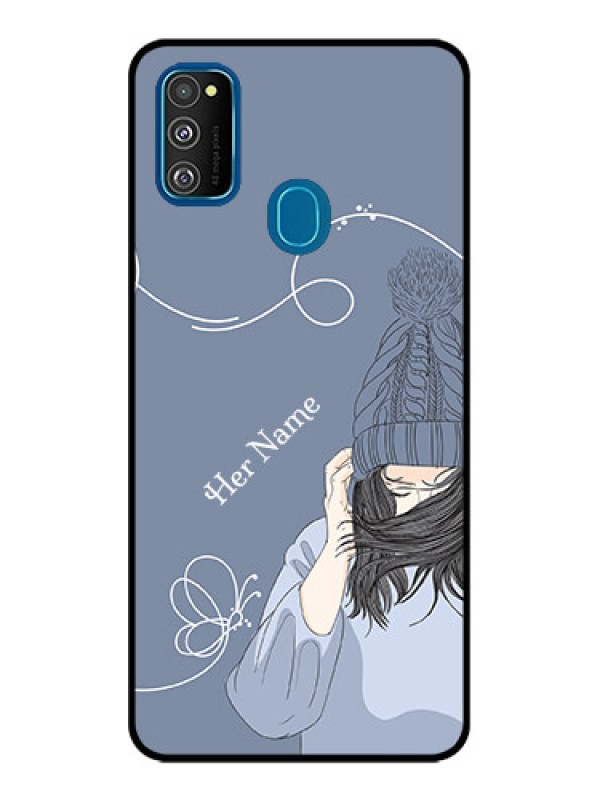Custom Galaxy M30s Custom Metal Phone CaseGirl In Winter Outfit Design