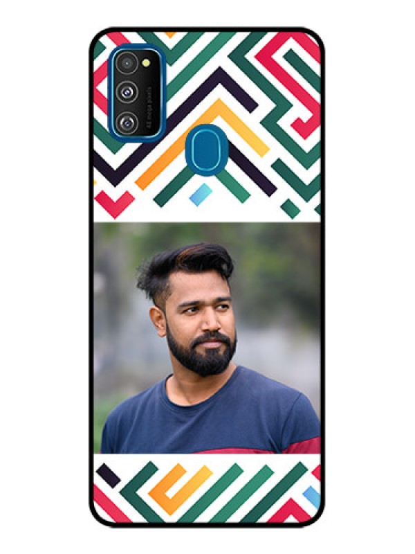 Custom Galaxy M30s Custom Metal Phone CaseColorful Maze Pattern Design