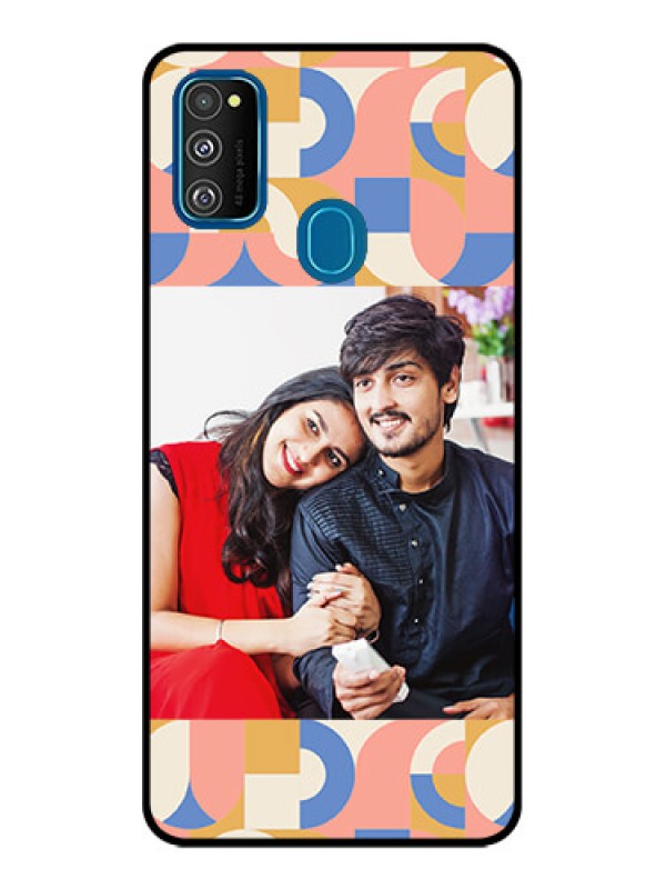 Custom Galaxy M30s Custom Metal Phone CaseSemi - Circle Maze Pattern Design