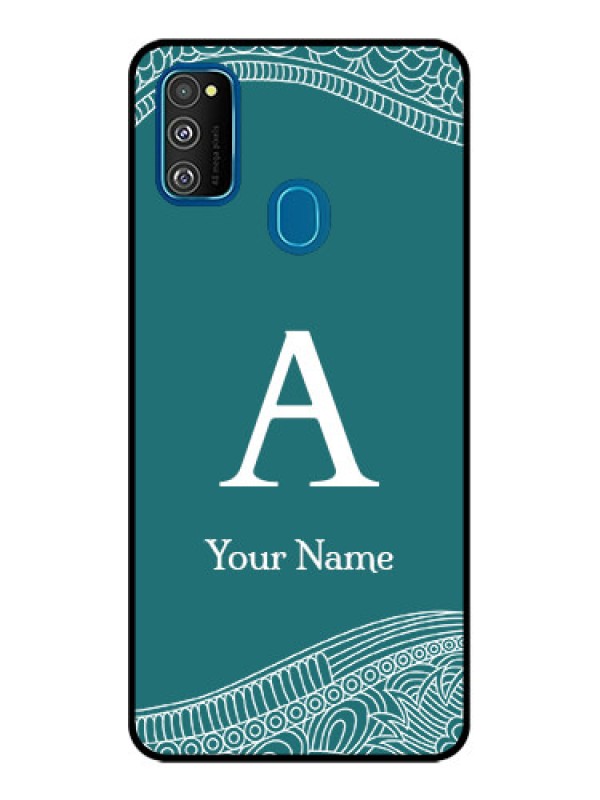 Custom Galaxy M30s Custom Metal Phone CaseLine Art Pattern With Custom Name Design
