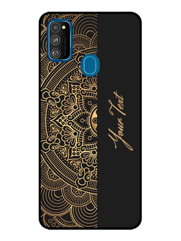 Custom Galaxy M30s Custom Metal Phone CaseMandala Art With Custom Text Design