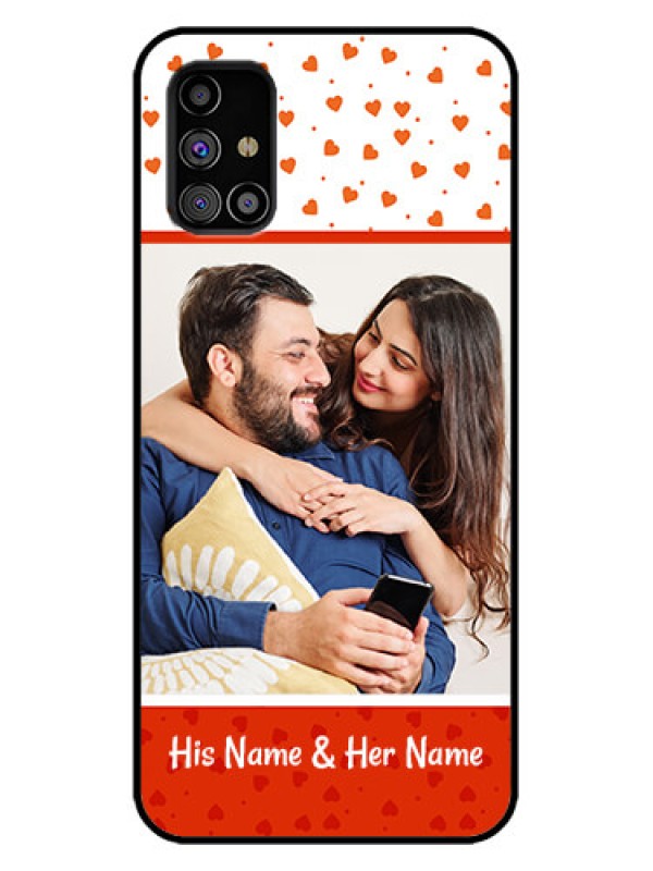 Custom Galaxy M31s Custom Metal Phone Case - Orange Love Symbol Design