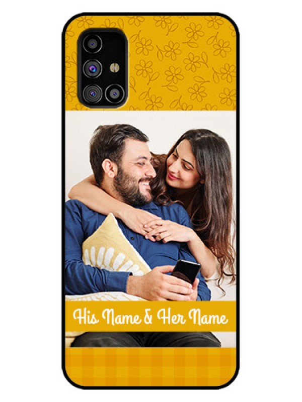 Custom Galaxy M31s Custom Metal Phone Case - Yellow Floral Design