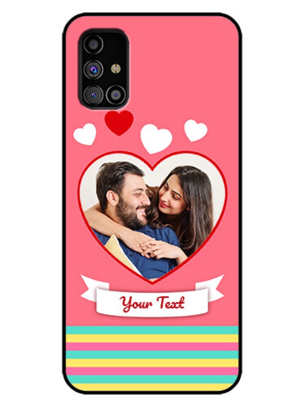 Custom Galaxy M31s Custom Metal Phone Case - Love Shapes Doodle Design