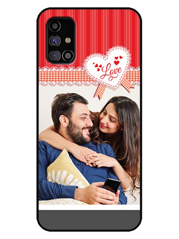 Custom Galaxy M31s Custom Metal Phone Case - Red Love Pattern Design