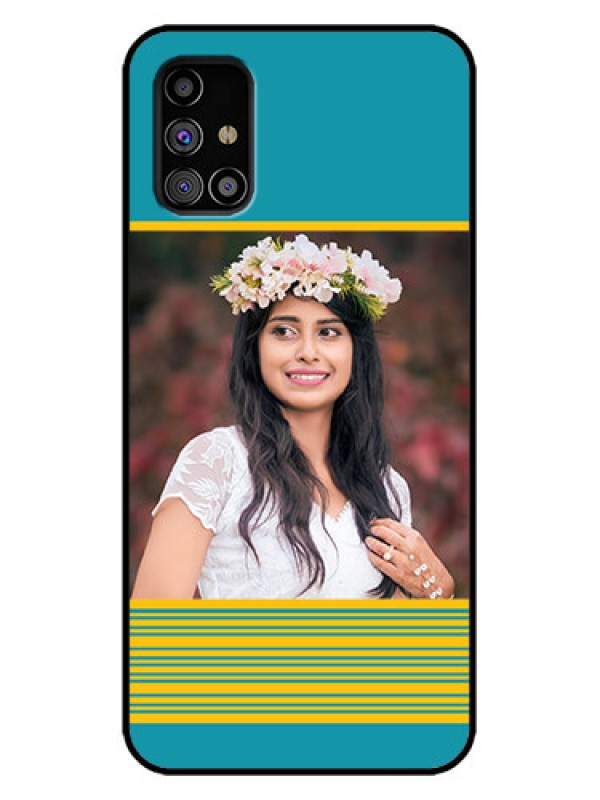 Custom Galaxy M31s Custom Metal Phone Case - Yellow and Blue Design