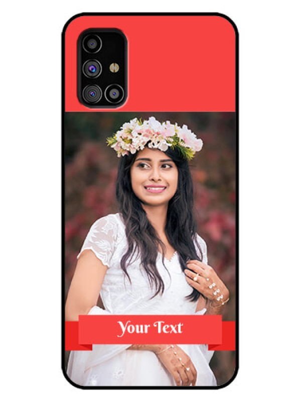 Custom Galaxy M31s Custom Metal Phone Case - Simple Red Color Design