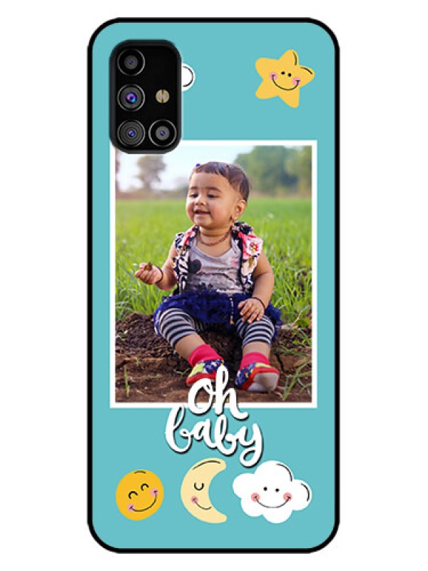 Custom Galaxy M31s Custom Metal Phone Case - Smiley Kids Stars Design