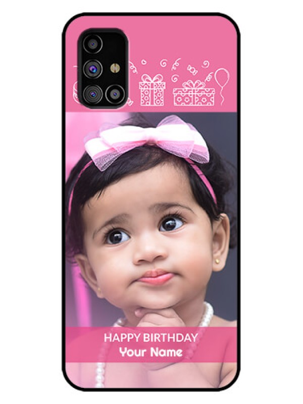 Custom Galaxy M31s Custom Metal Phone Case - With Birthday Line Art Design