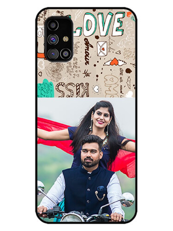 Custom Galaxy M31s Custom Metal Phone Case - Love Doodle Pattern