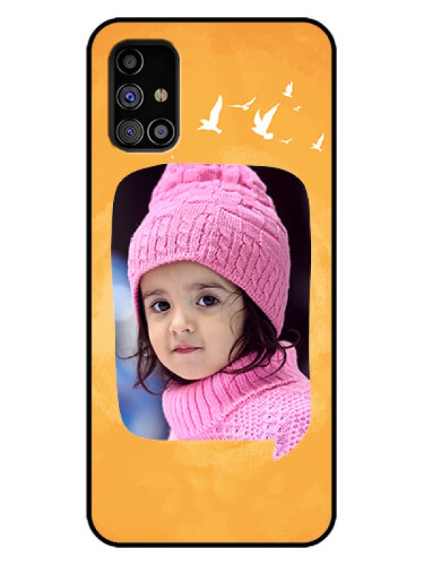 Custom Galaxy M31s Custom Metal Phone Case - Water Color Design With Bird Icons