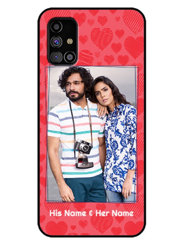 Custom Galaxy M31s Custom Metal Phone Case - With Red Heart Symbols Design