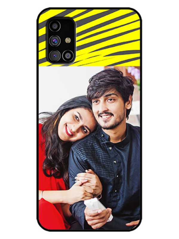 Custom Galaxy M31s Custom Metal Phone Case - Yellow Abstract Design
