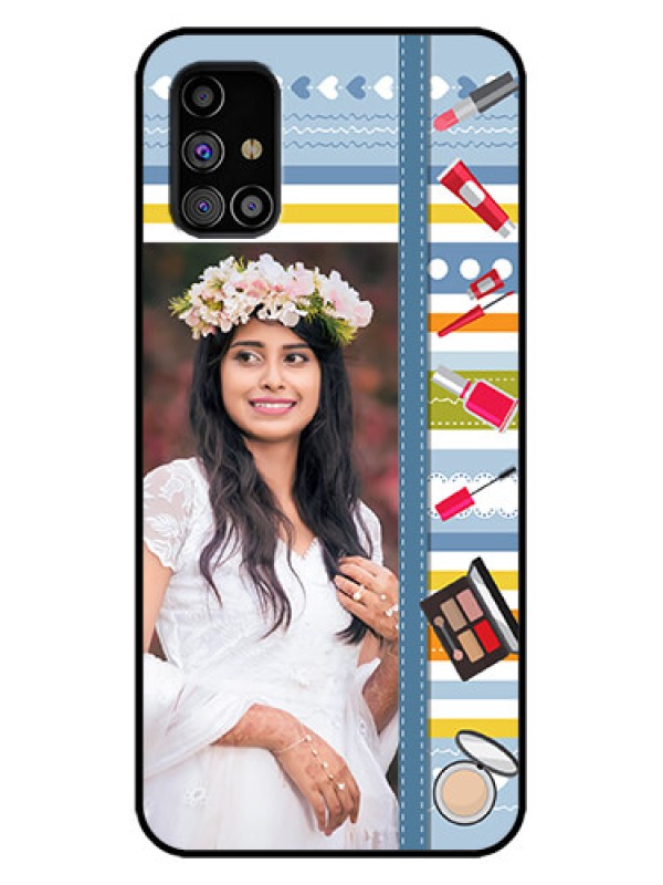 Custom Galaxy M31s Custom Metal Phone Case - Makeup Icons Design