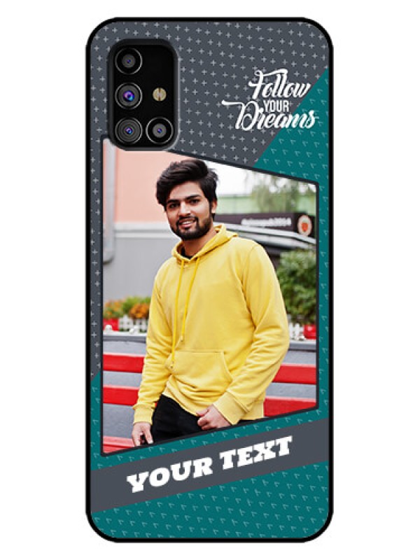 Custom Galaxy M31s Custom Metal Phone Case - Background Pattern Design With Quote