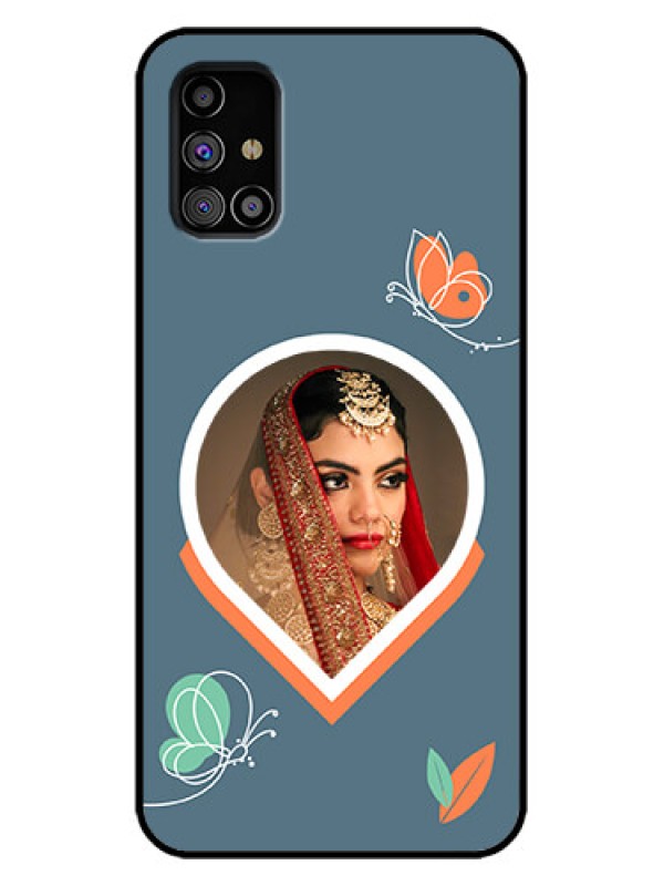 Custom Galaxy M31s Custom Metal Phone Case - Droplet Butterflies Design