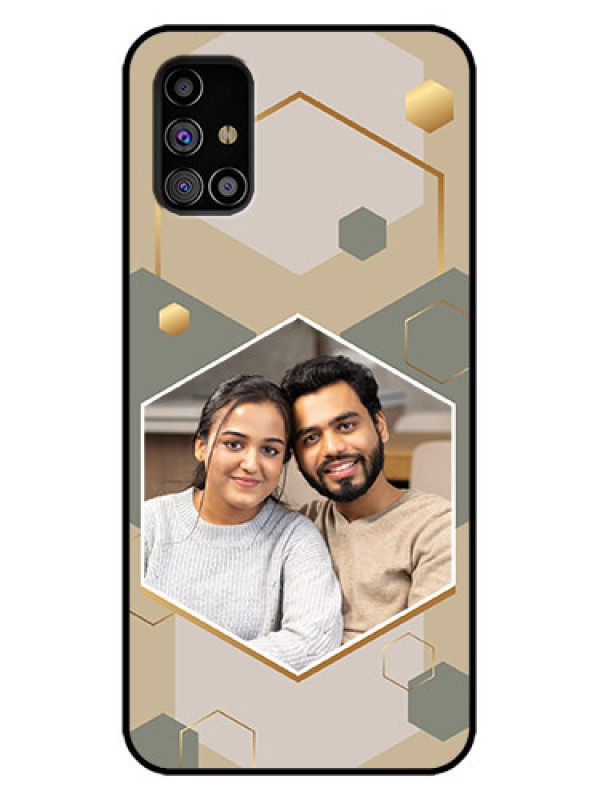 Custom Galaxy M31s Custom Metal Phone Case - Stylish Hexagon Pattern Design